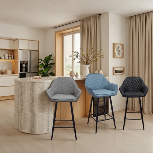 Bar stool leather padded - leather,